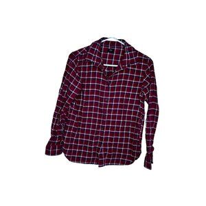 Uniqlo 100% Cotton Plaid Flannel Shirt Red Small